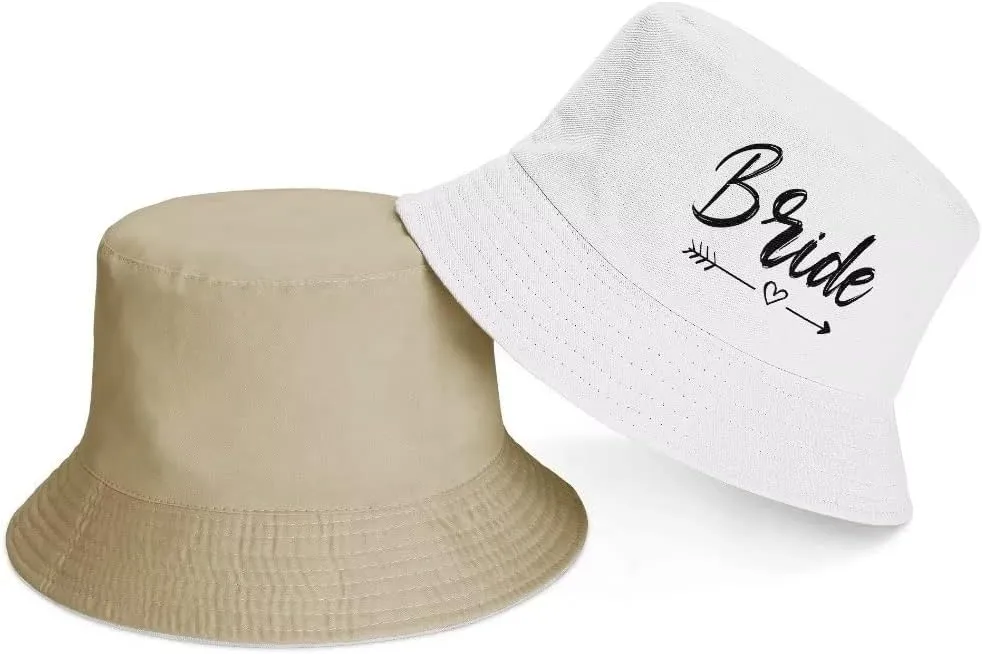 2 Pack Couple Bucket Hats Summer Travel Beach Sun Hat Outdoor Mr Mrs Cap Unisex