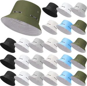 24 Pcs Bucket Hat Bulk for Women Men Adjustable Beach Boonie Sun Hat Summer Outdoor Packable Cap for Hiking Camping