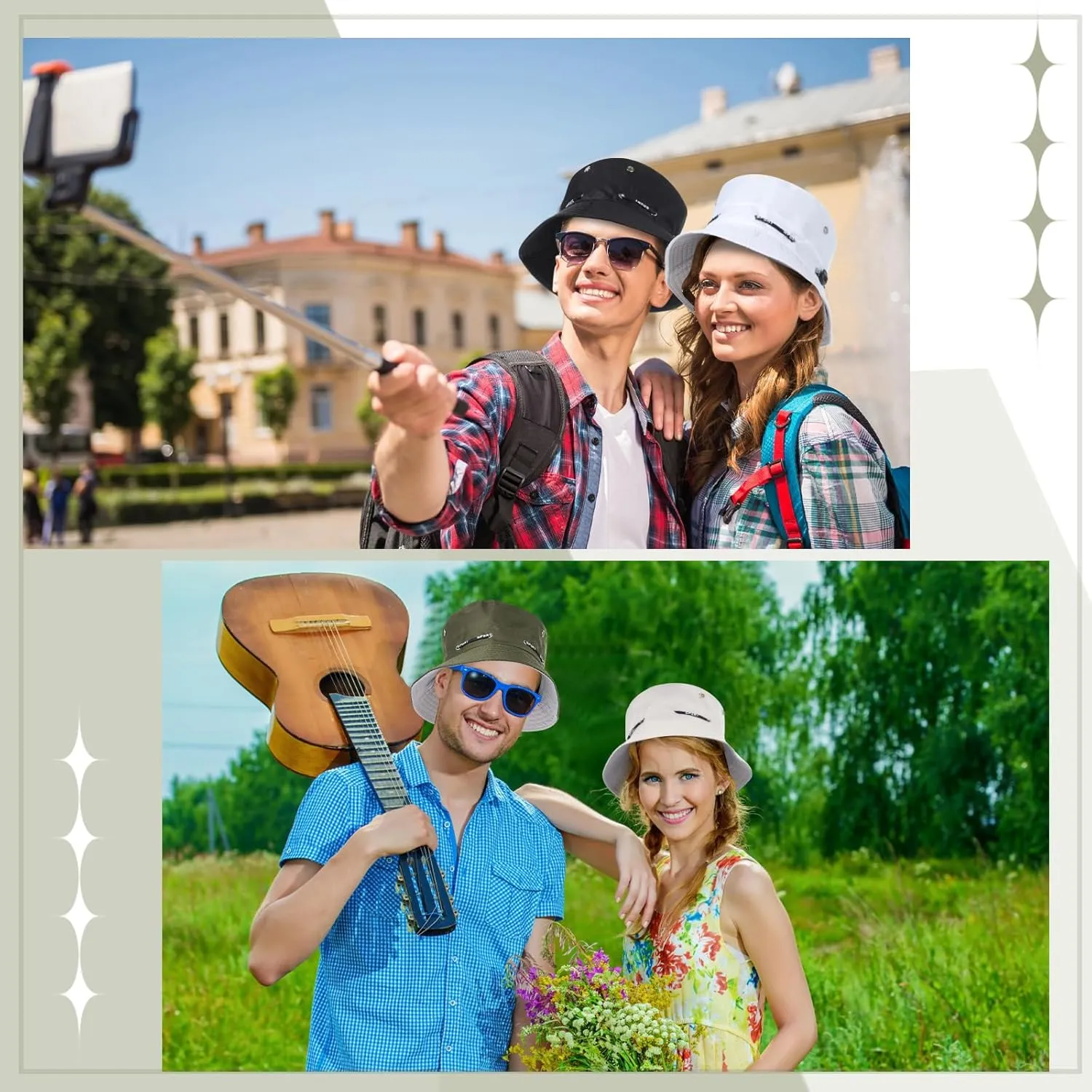 24 Pcs Bucket Hat Bulk for Women Men Adjustable Beach Boonie Sun Hat Summer Outdoor Packable Cap for Hiking Camping