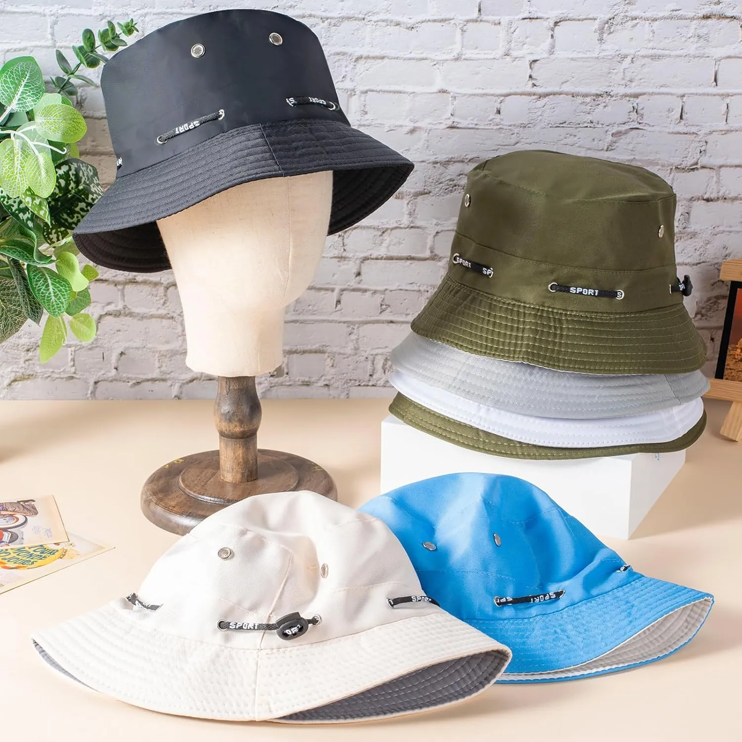 24 Pcs Bucket Hat Bulk for Women Men Adjustable Beach Boonie Sun Hat Summer Outdoor Packable Cap for Hiking Camping