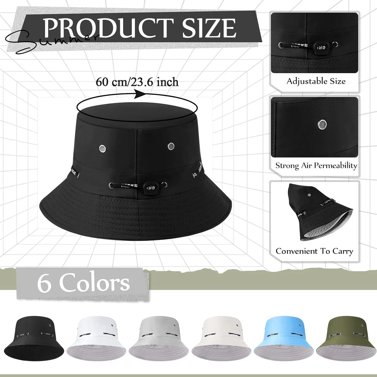 24 Pcs Bucket Hat Bulk for Women Men Adjustable Beach Boonie Sun Hat Summer Outdoor Packable Cap for Hiking Camping
