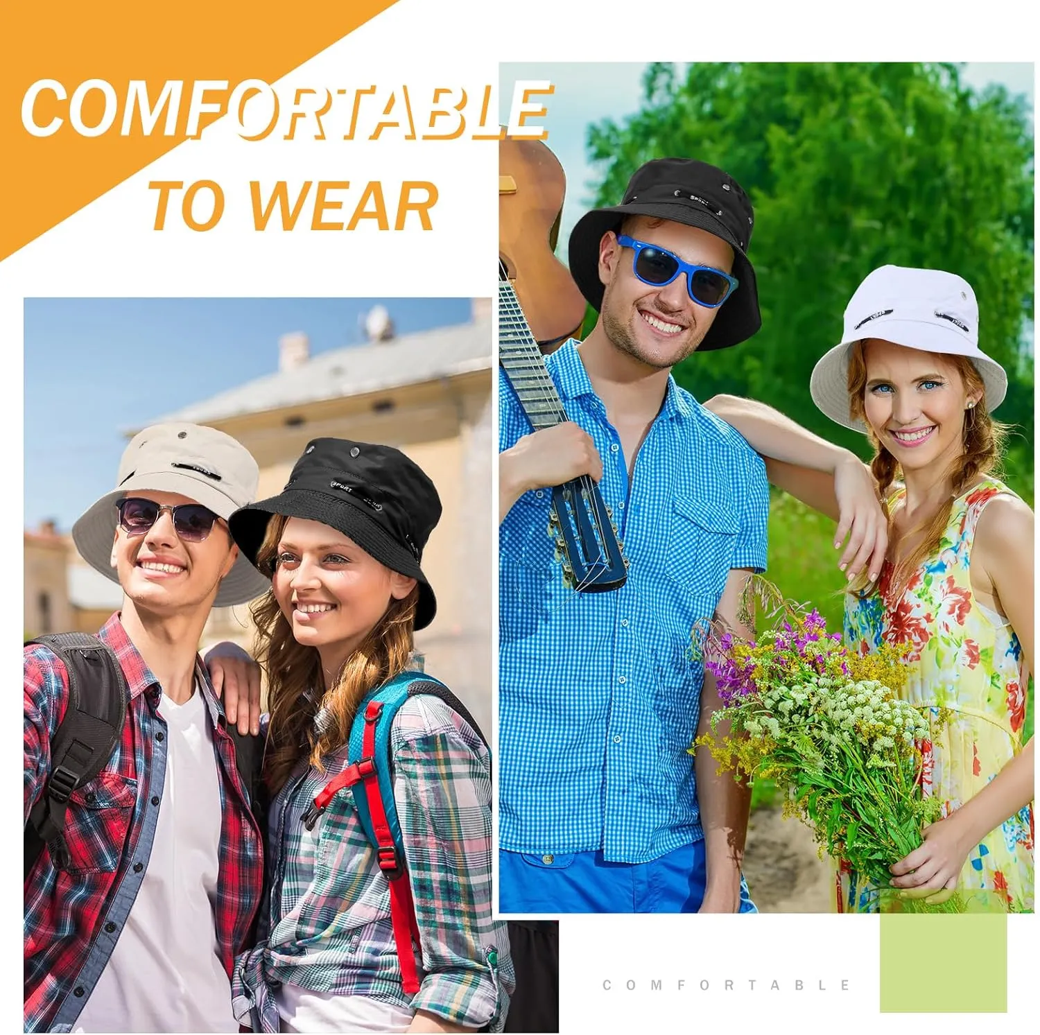 24 Pcs Bucket Hat Bulk for Women Men Adjustable Beach Boonie Sun Hat Summer Outdoor Packable Cap for Hiking Camping