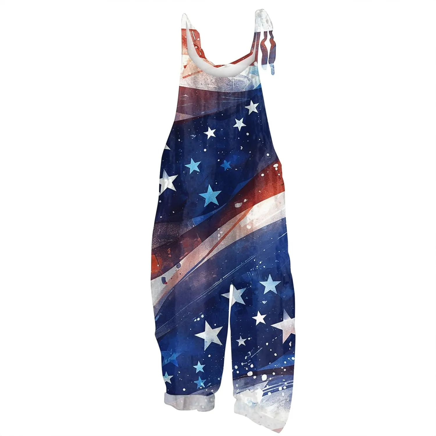 4th of July Rompers for Women, American Flag Casual Fashion Loose Jumpsuits for Women