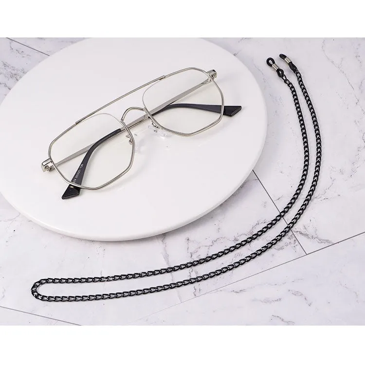 (70cm) Eyewear Holder Eyeglass Chain Sunglasses Strap Metal (Anchor Chain) - Black