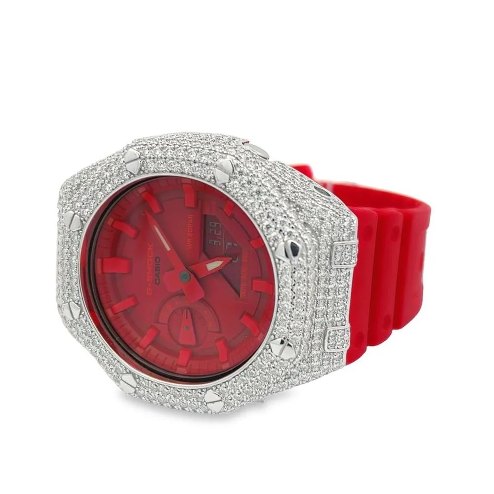 7.75 Carat VVS Moissanite Iced Out G Shock GA2100 Hip Hop Custom Watch