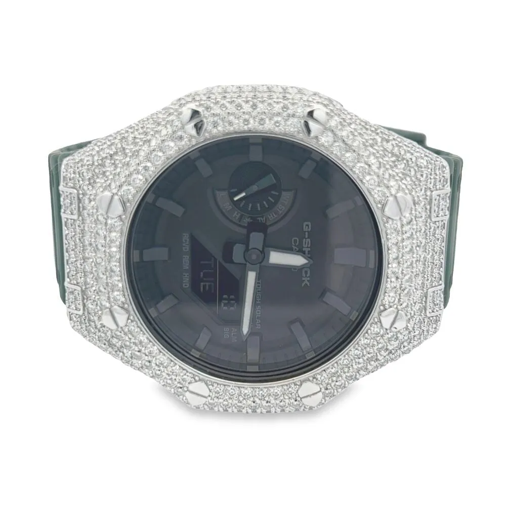 7.75 Carat VVS Moissanite Iced Out G Shock GA2100 Hip Hop Custom Watch