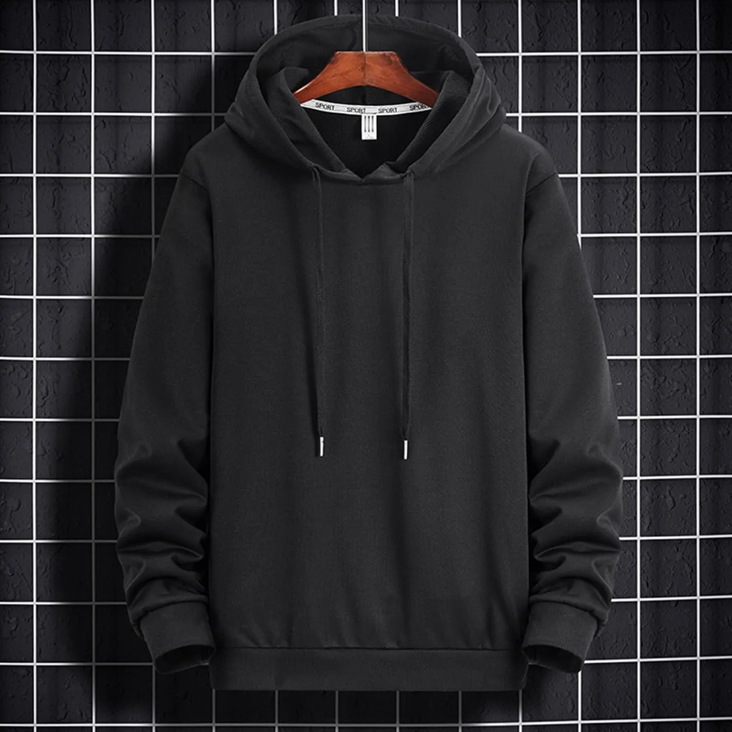 Alalaso Mens Fleece Pullover Hoodies Winter Thermal Zip Solid Lightweight Soft Hooded Sweatshirt with Pocket