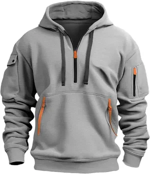 Alalaso Men's Hoodies Quarter Zip Pullover Workout Running Active Vintage Hoodies with Pockets Military Tactical Sweatshirt