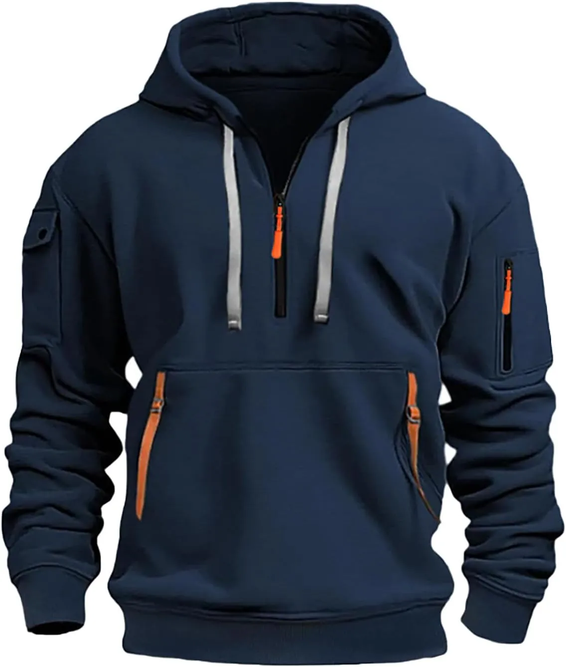 Alalaso Men's Hoodies Quarter Zip Pullover Workout Running Active Vintage Hoodies with Pockets Military Tactical Sweatshirt