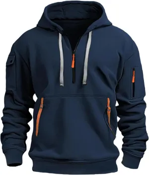 Alalaso Men's Hoodies Quarter Zip Pullover Workout Running Active Vintage Hoodies with Pockets Military Tactical Sweatshirt