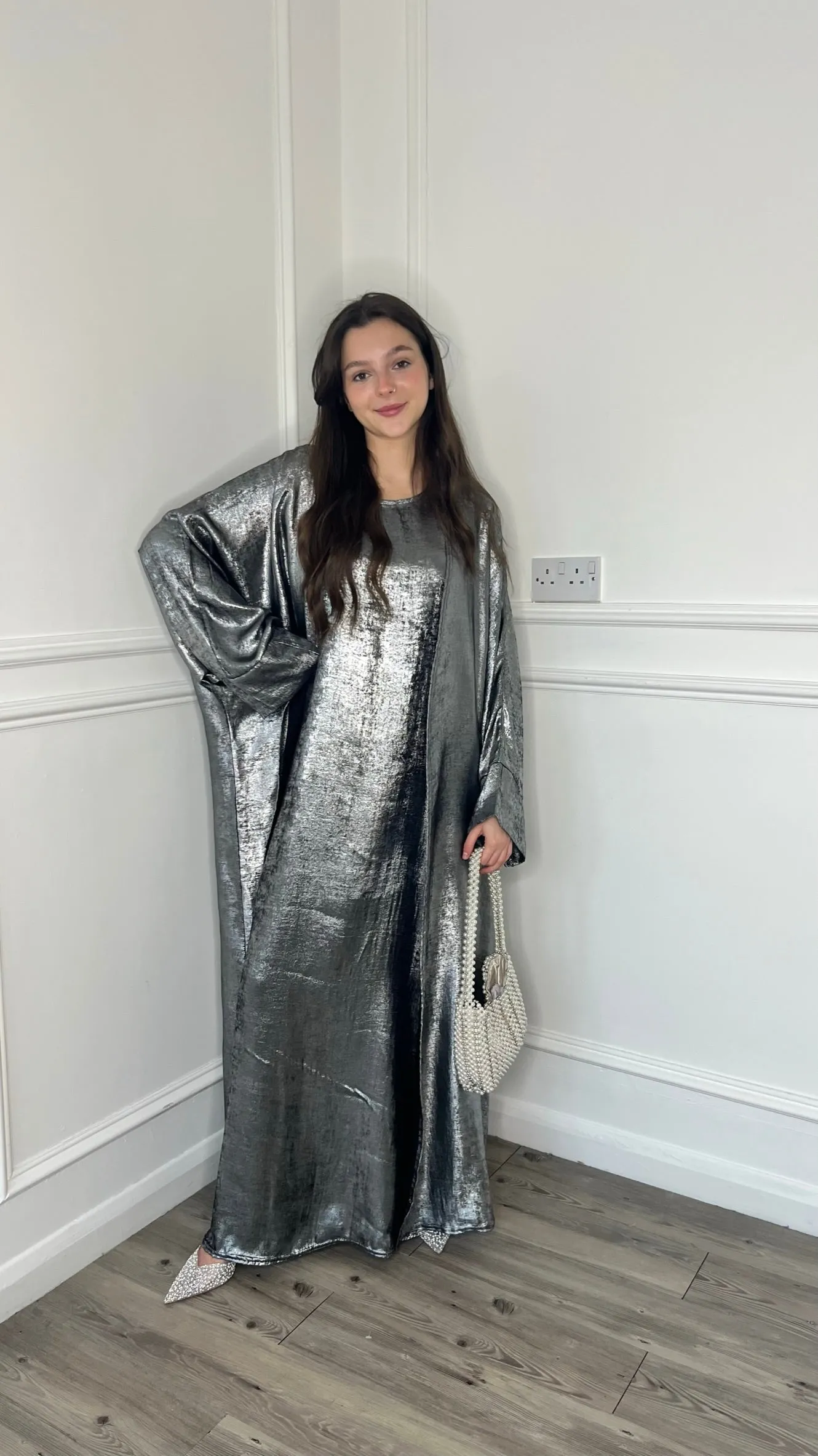 Alora Abaya - Silver Grey