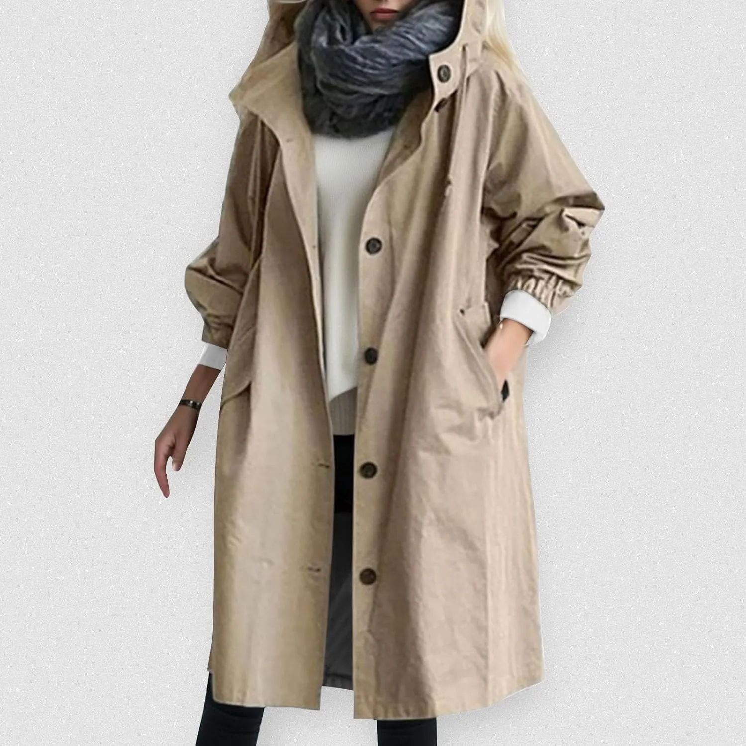 AMDBEL Trench Coat for Women 2023 Women's Casual Long Rain Jacket Fashion Winter Hooded Oversized Windbreaker Coats Outerwear