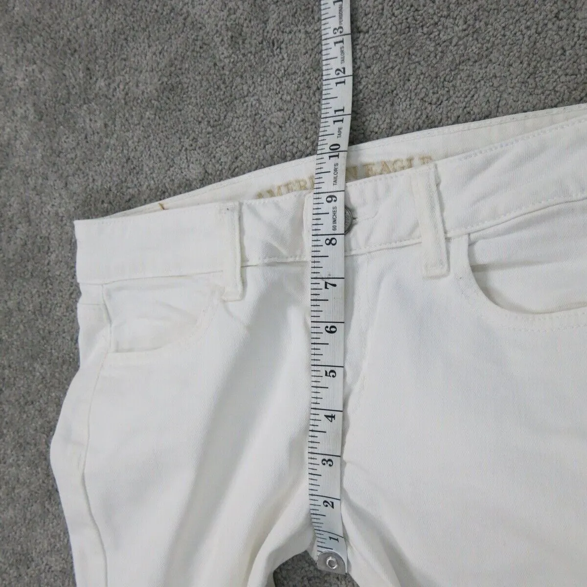 American Eagle Outfitter Women Super Stretch Jeggings Jeans Denim White SZ 4 Reg