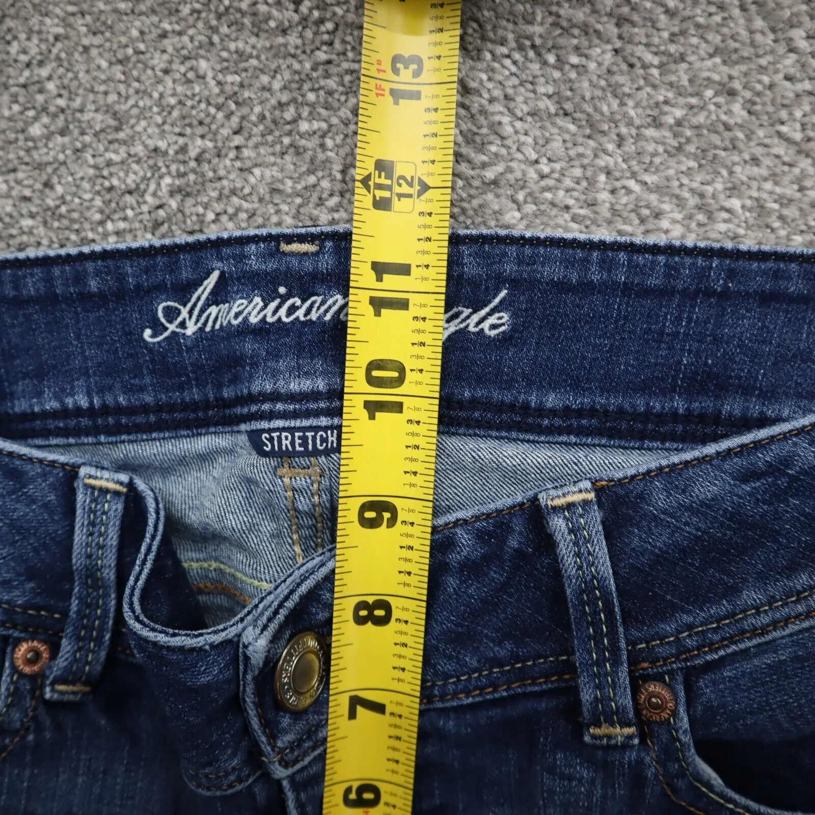 American Eagle Womens Straight Leg Denim Jeans Distressed Stretch Blue Size W34
