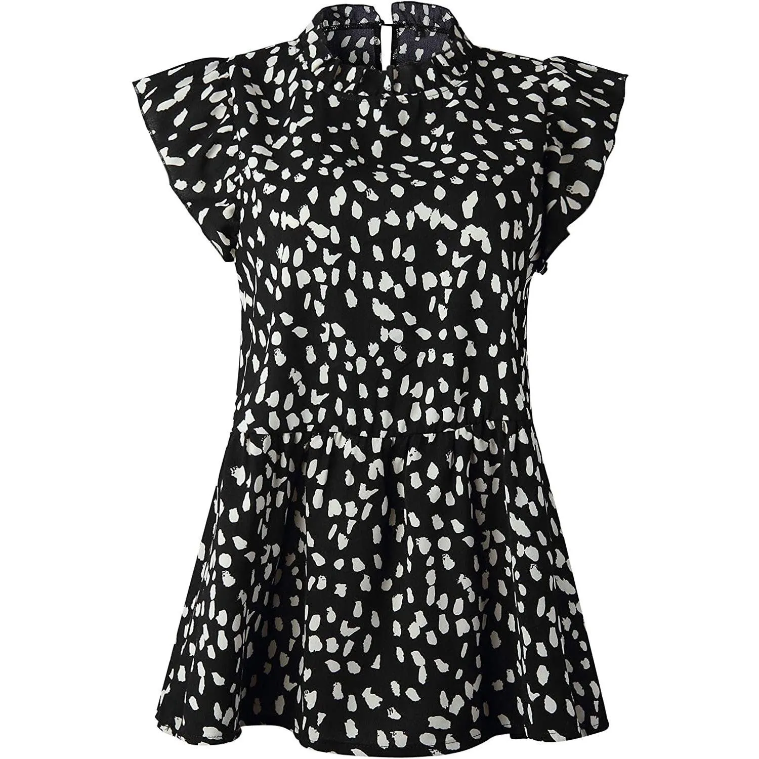 Angashion Women's Casual Floral Print Babydoll Blouse Tunic Tops