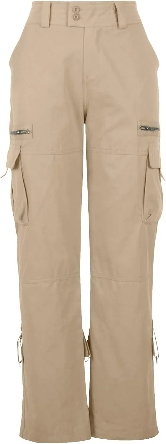 Anjikang Women's Cargo Pants Teen Girl Y2K Trendy High Waist Parachute Pants Baggy Wide Leg Trousers Hiking Pants with Pocket