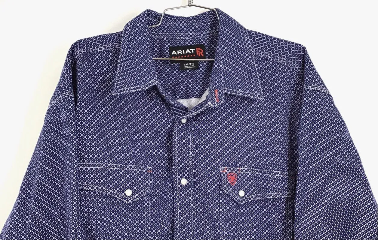 Ariat Men's Blue Geometric Workwear Button-Up Shirt - Size 2XL