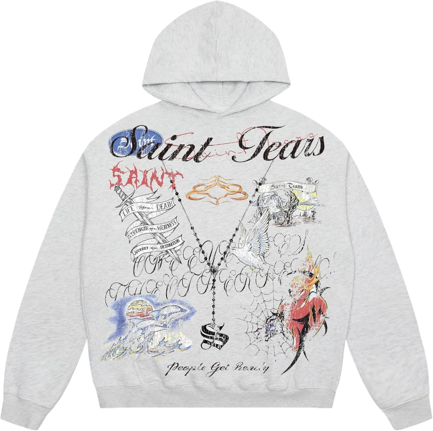 Arnodefrance Men Vintage Washed Graphic Hoodies Printing Graffiti Hoodie Cotton Warm Pullover
