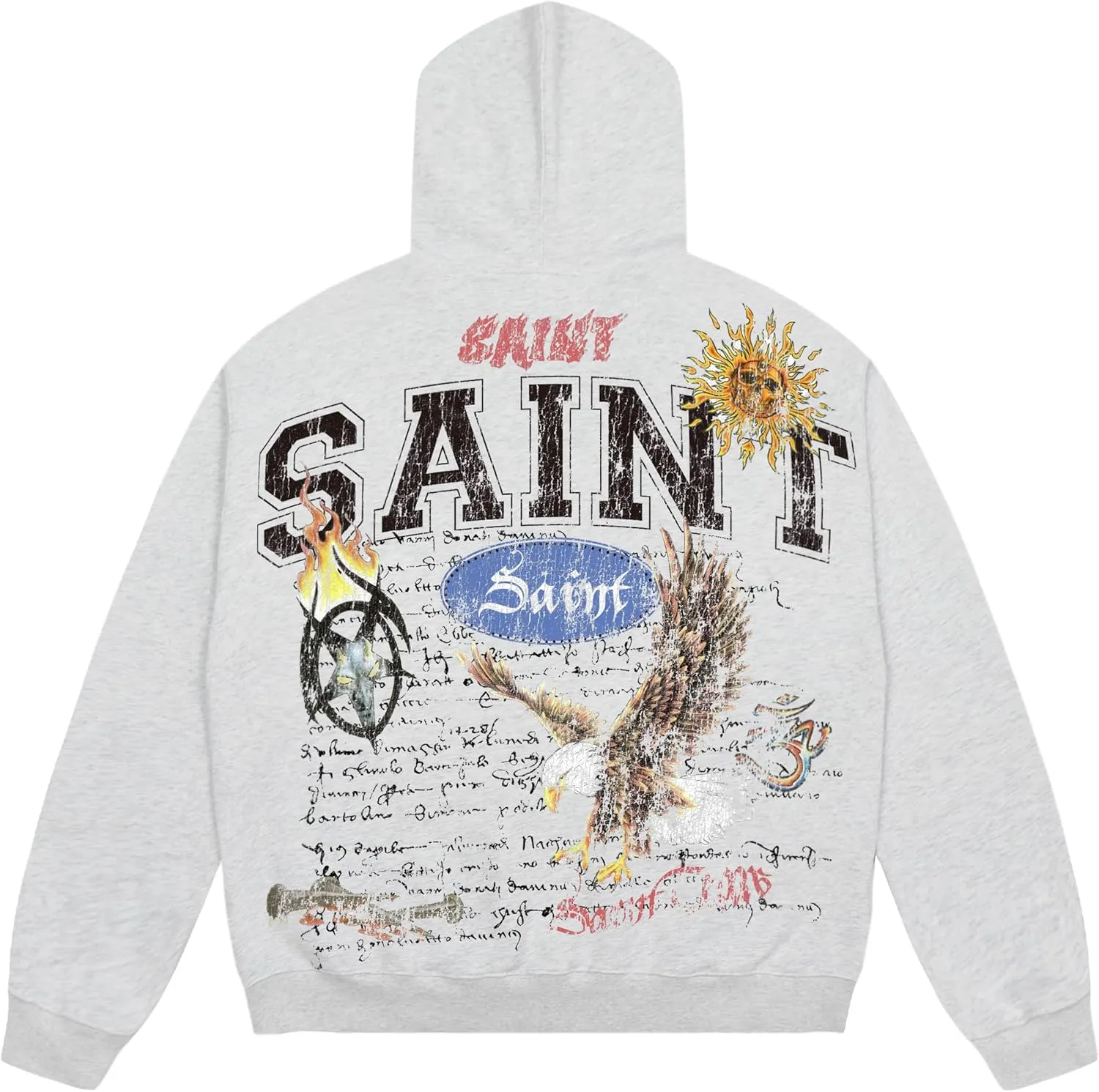 Arnodefrance Men Vintage Washed Graphic Hoodies Printing Graffiti Hoodie Cotton Warm Pullover