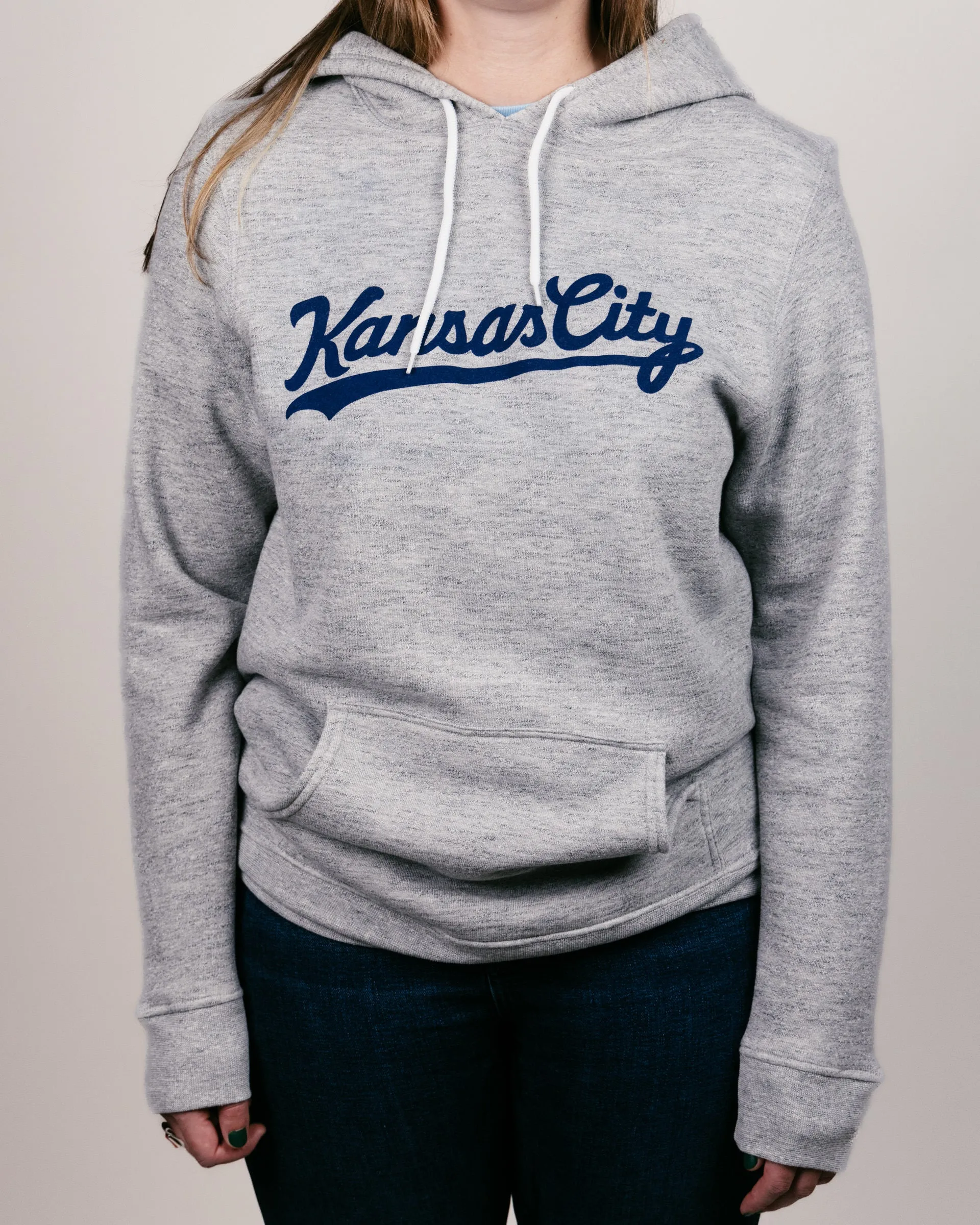 Athletic Grey & Navy Blue Kansas City Script Hoodie