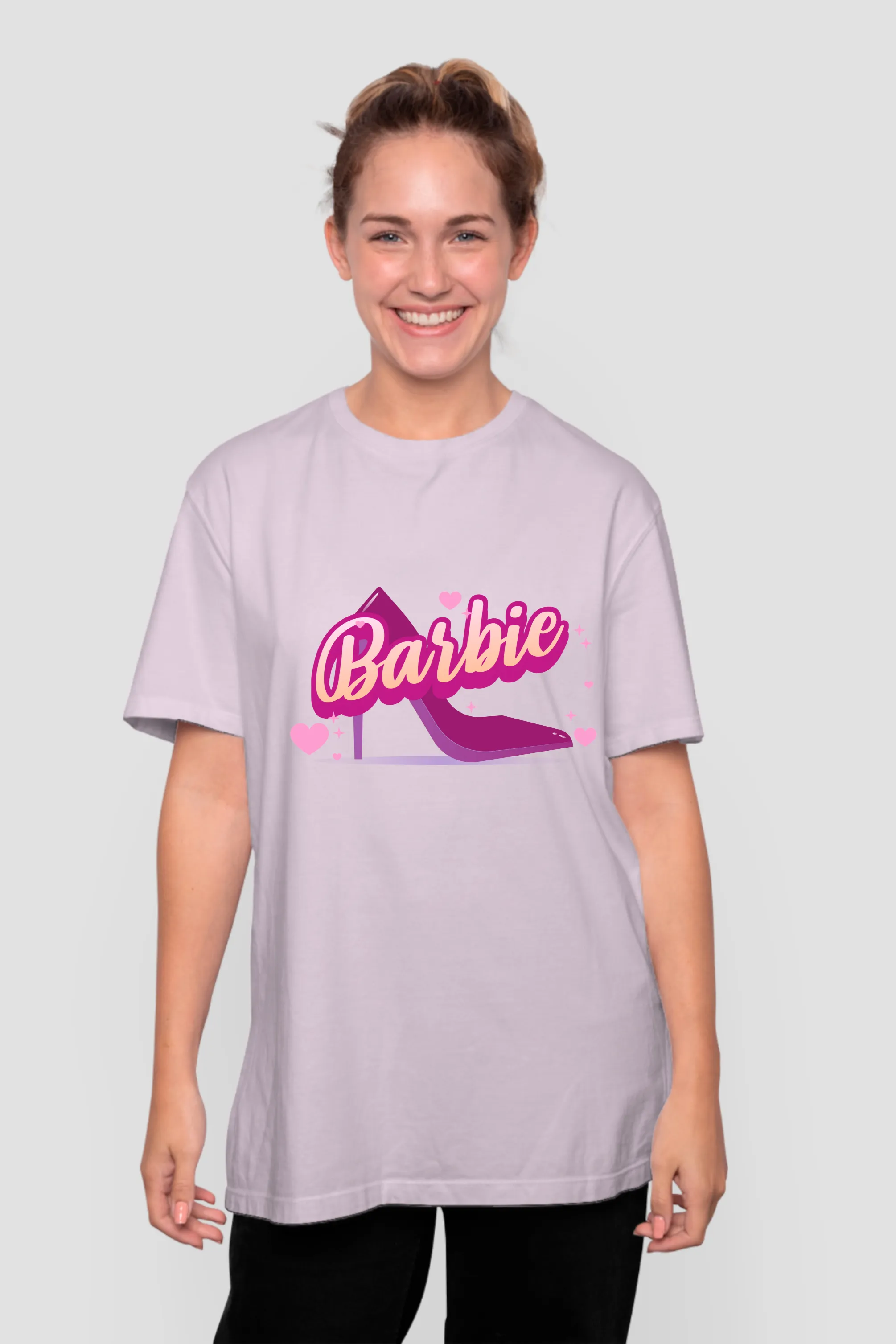Barbie Sandal Printed Oversized T-shirt for women