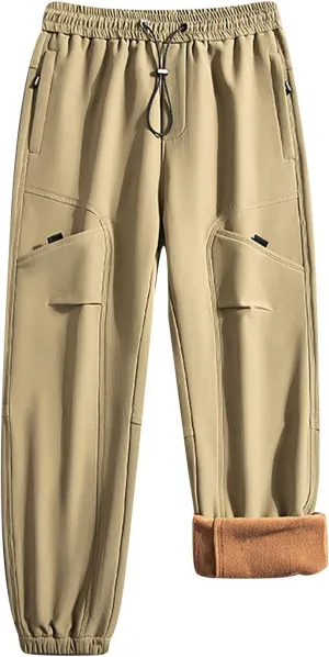 Bidobibo Fleece Lined Pants Men Plus Size Thermal Joggers Men's Warm Sherpa Lined Athletic Sweatpants Warm Drawstring Pants