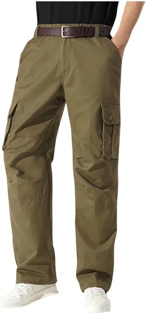 Bidobibo Mens Fleece Pants with Pockets Thermal Cargo Pants High Waisted Joggers Plus Size Men's Sherpa Lined Sweatpants
