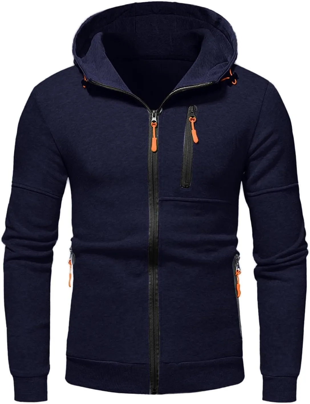 BIFUTON Hoodies for Men Zip Up, Mens Slim Fit Comfortable Casual Jogging Hoodie with Pockets Long Sleeve Full-Zip Sweatshirts