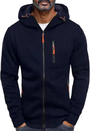 BIFUTON Hoodies for Men Zip Up, Mens Slim Fit Comfortable Casual Jogging Hoodie with Pockets Long Sleeve Full-Zip Sweatshirts