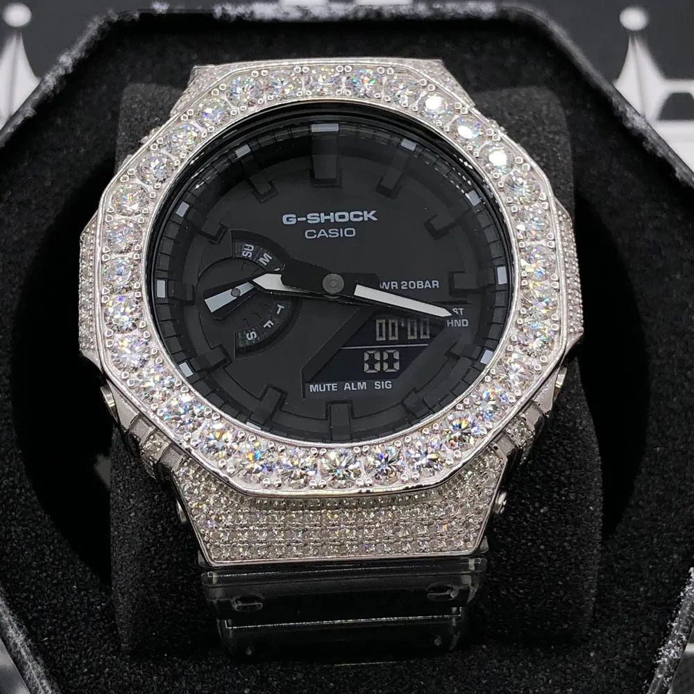 Big Boy Moissanite VVS Iced Out G Shock GA2100 Custom Watch 8.50 Carat