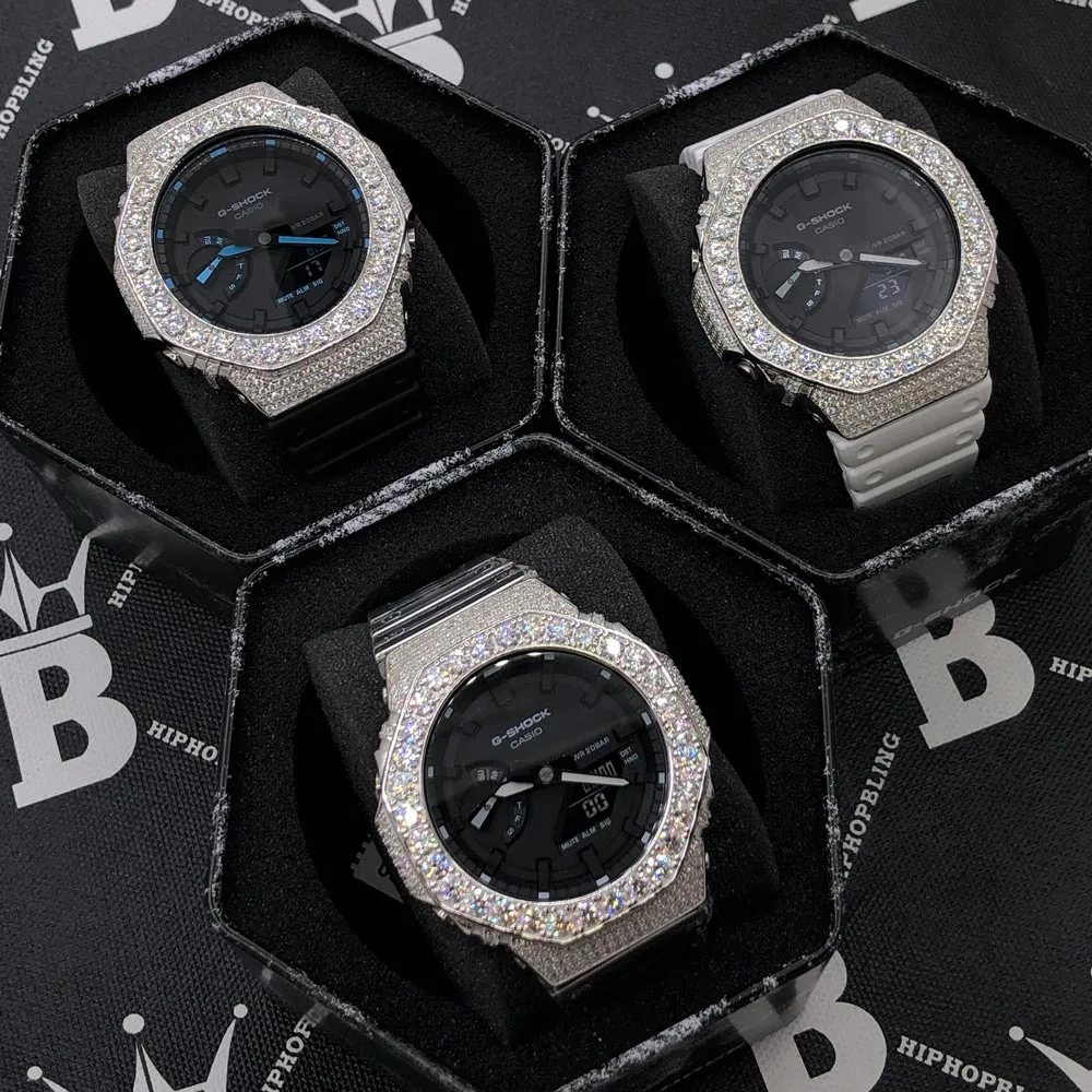 Big Boy Moissanite VVS Iced Out G Shock GA2100 Custom Watch 8.50 Carat