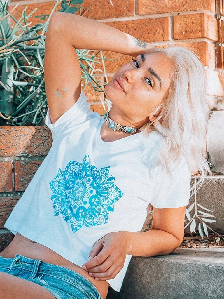 Blue Mandala Boxy Tee - Organic Cotton Bamboo