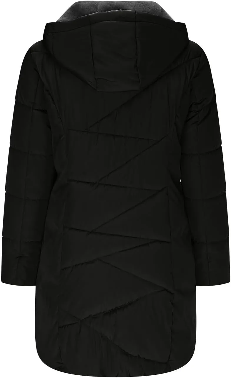 Borniu Women's Hooded Warm Winter Coat Quilted Thicken Puffer Jacket Fleece Lined Down Jacket Outerwear with Pockets