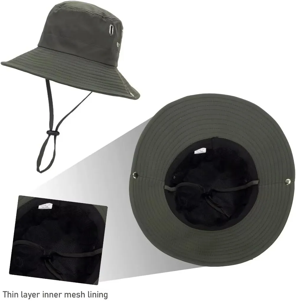 Bucket-Hats Sun-Protection Wide-Brim for Men - Beach-Sun-Hat Lightweight with Square-Shaped Metal Vents for Fishing,Travel