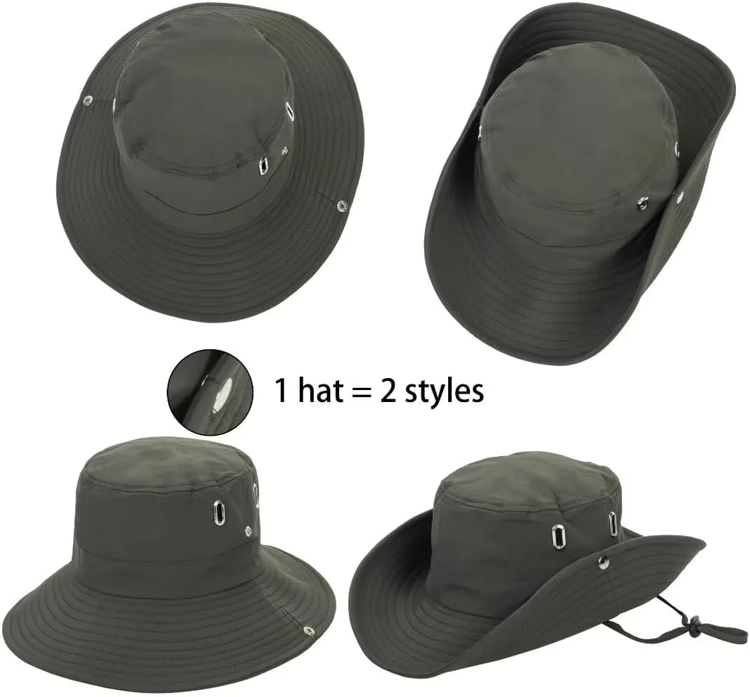 Bucket-Hats Sun-Protection Wide-Brim for Men - Beach-Sun-Hat Lightweight with Square-Shaped Metal Vents for Fishing,Travel