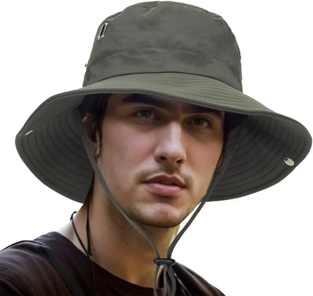 Bucket-Hats Sun-Protection Wide-Brim for Men - Beach-Sun-Hat Lightweight with Square-Shaped Metal Vents for Fishing,Travel