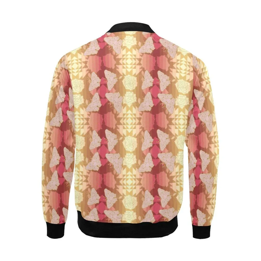 Butterfly and Roses on Geometric Bomber Jacket for Men