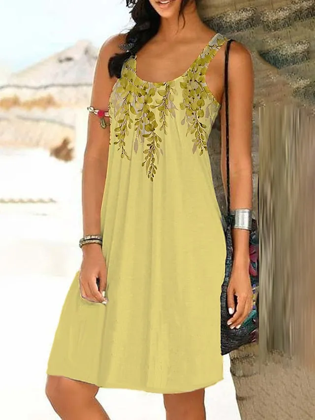 Casual Dress Tank Dress Summer Dress Floral Print Strap Mini Dress Active Fashion Outdoor Daily Sleeveless Regular Fit Yellow Pink Blue Summer Spring S M L XL XXL for Women