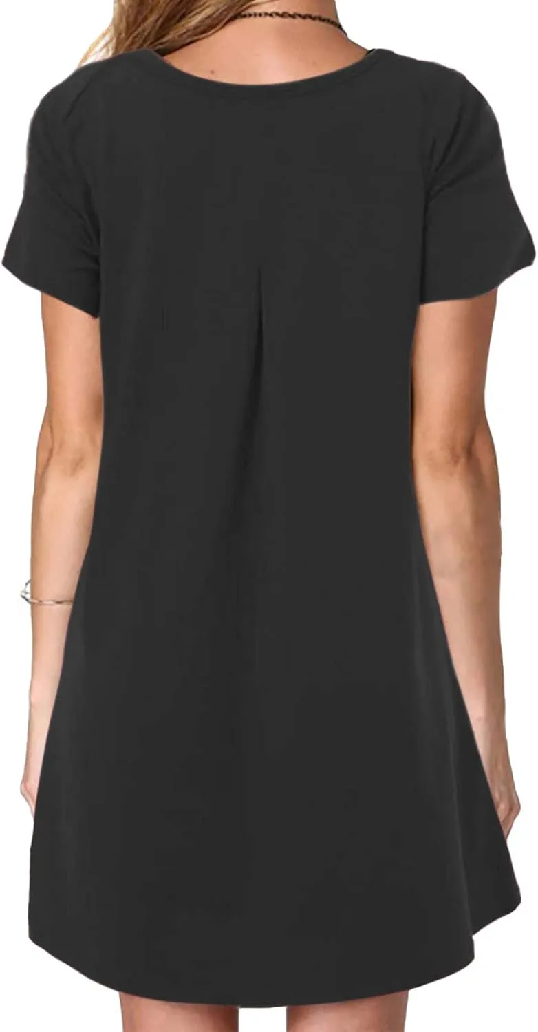 Casual T Shirt Dress for Women Flowy Tunic Dress with Pockets Short Sleeve Knee Length Summer Dresses Casual Loose Fit