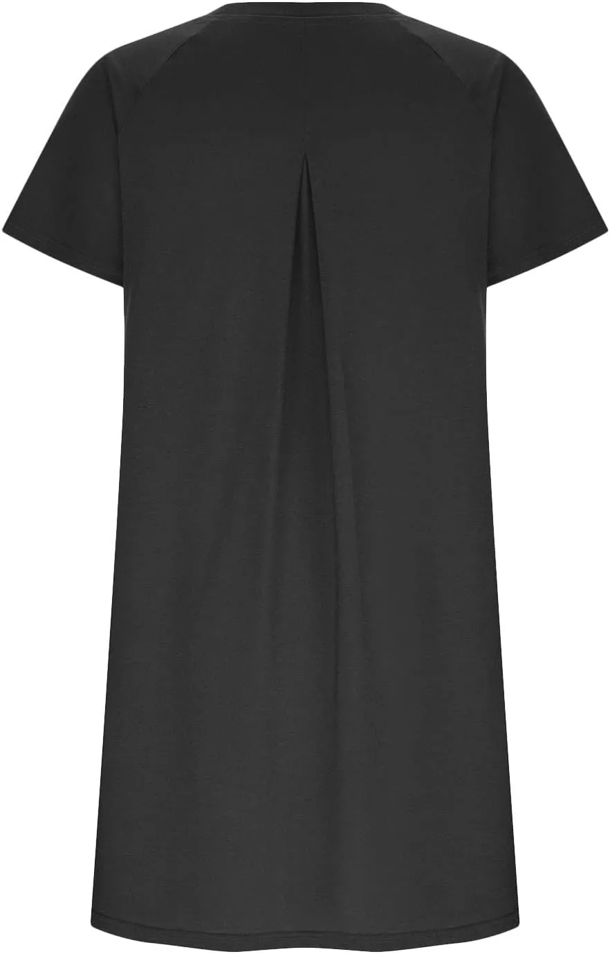 Casual T Shirt Dress for Women Flowy Tunic Dress with Pockets Short Sleeve Knee Length Summer Dresses Casual Loose Fit