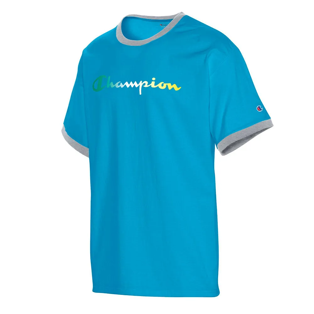 Champion Men's GT20H-Y08125 Short Sleeve Graphic Ringer Logo T Shirt