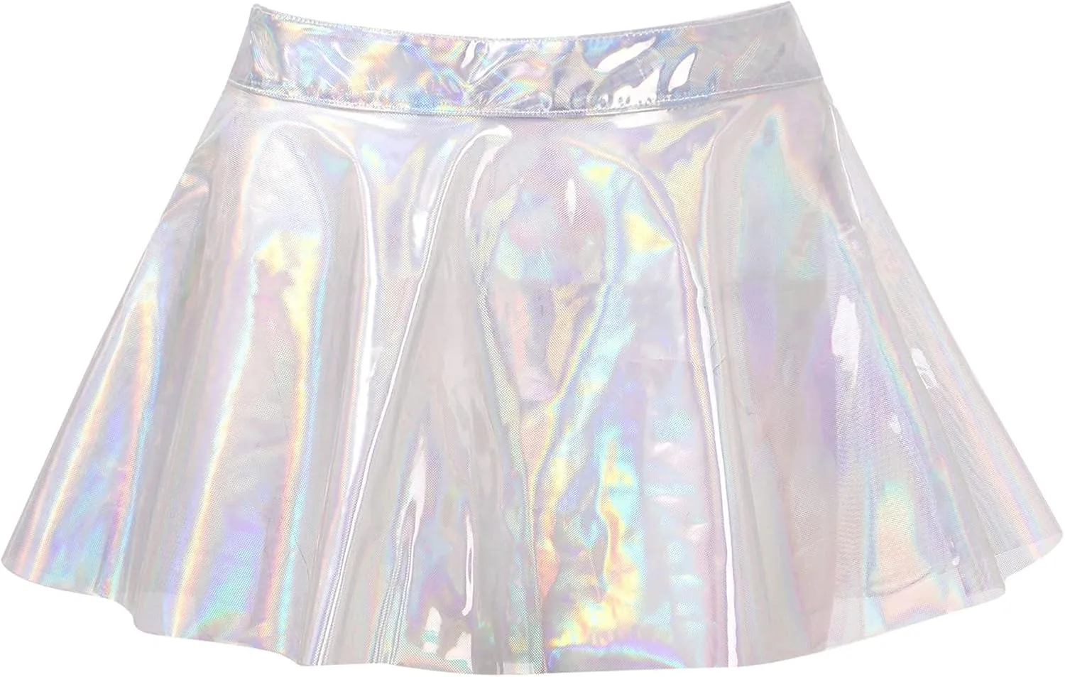 CHICTRY Women's PVC Transparent Pleated Mini Skirts Bodycon Rave Festival Skirts Sheer Glossy Shiny