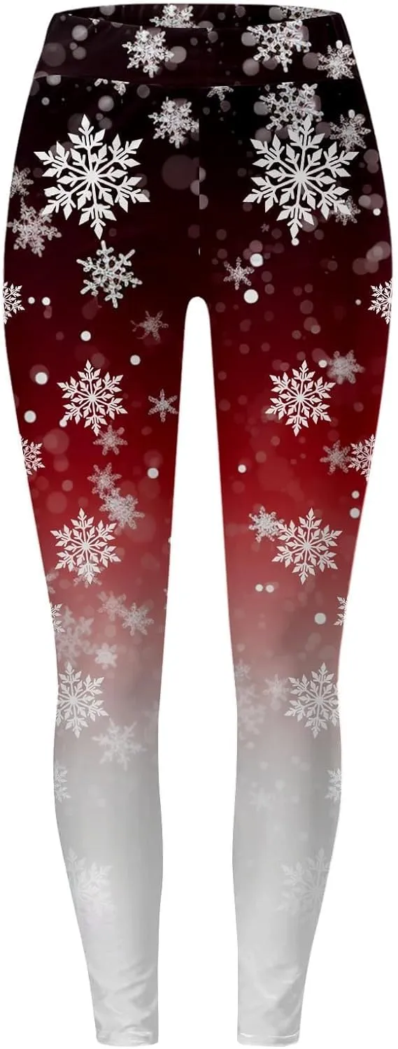Christmas Leggings for Women Plus Size Women's Christmas Leggings Tights Gradient Gnomes Graphic Printed Yoga Pants