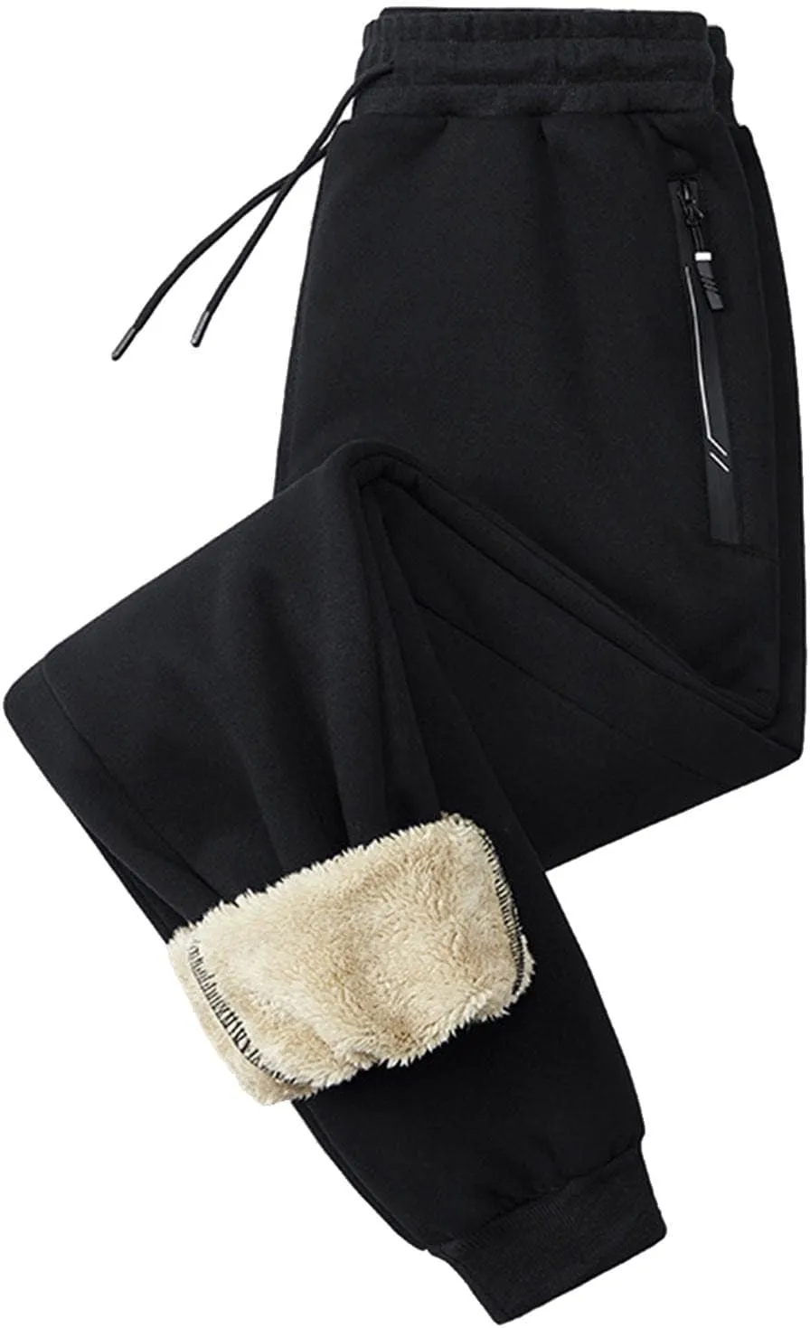 Cinch Bottom Sweatpants for Women with Pockets Sherpa Fleece Lined Loose Fit Drawstring Joggers Pants Running Trousers Baggy