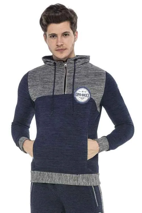 CL372 Hooded Zippered Striped Thin Sports Sweatshirt