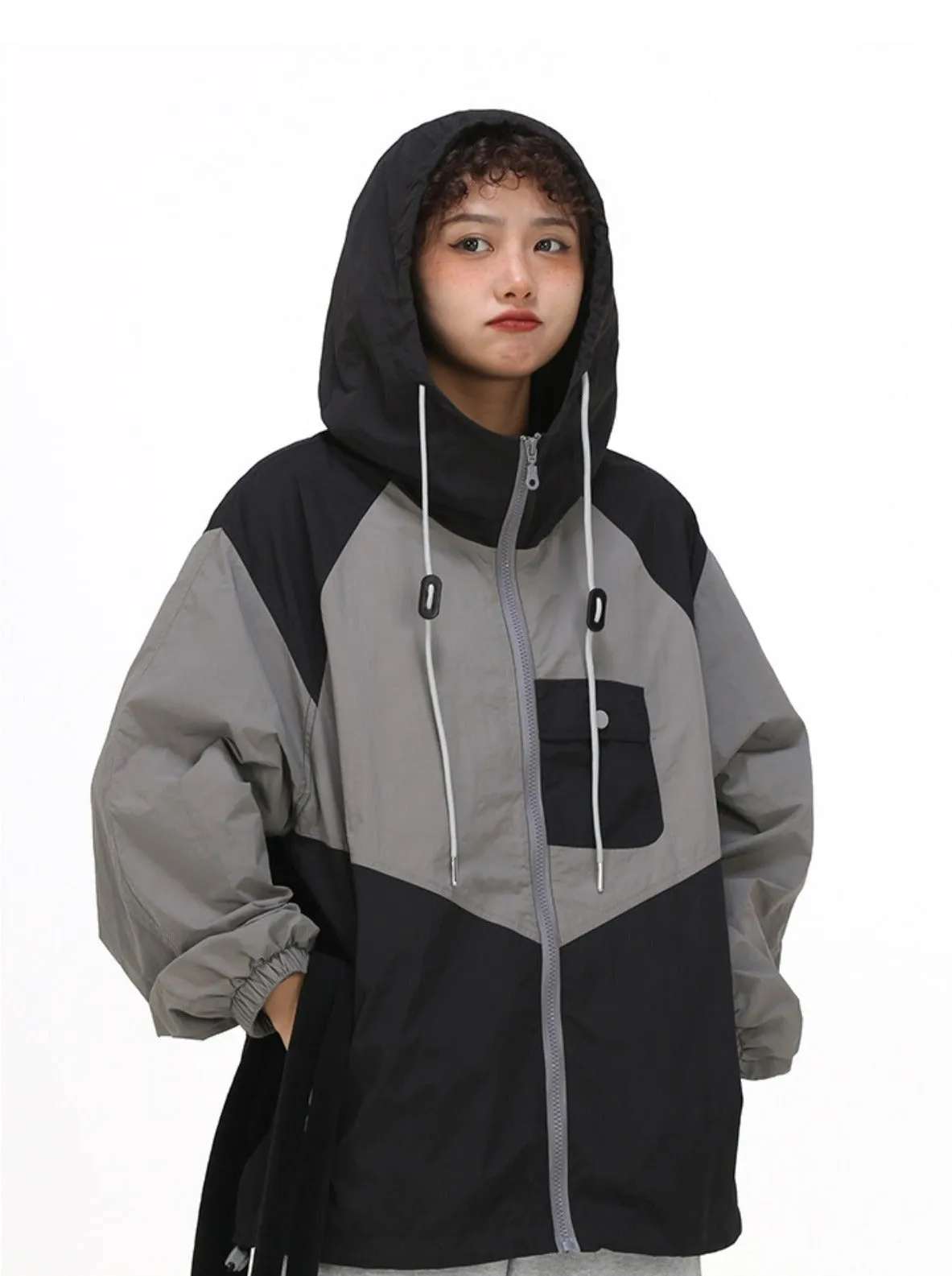 Color Block Hooded Windbreaker