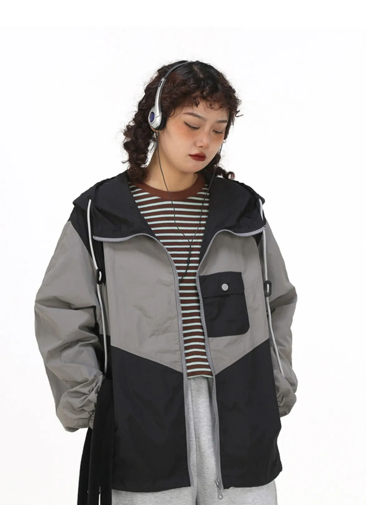 Color Block Hooded Windbreaker