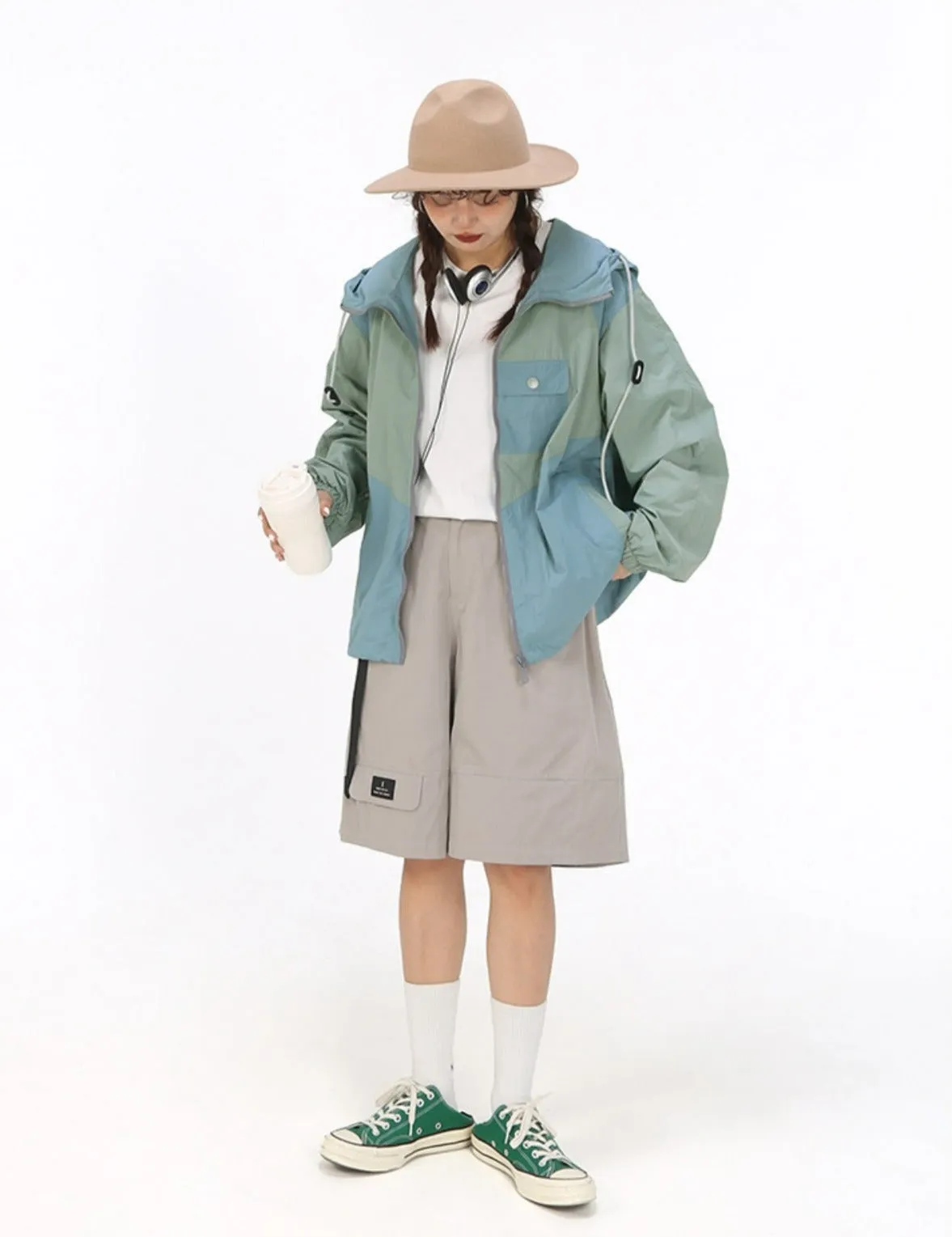 Color Block Hooded Windbreaker