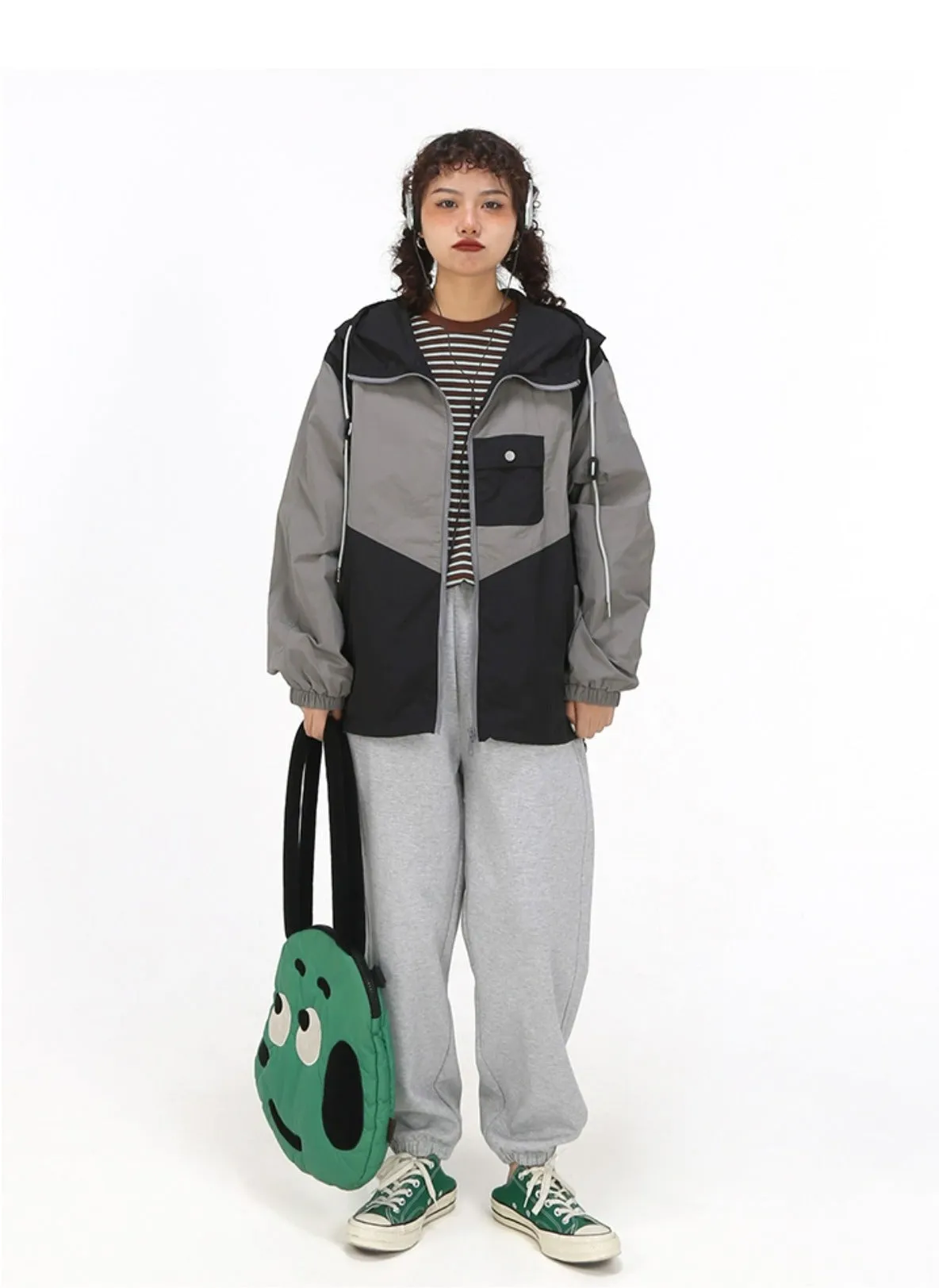 Color Block Hooded Windbreaker