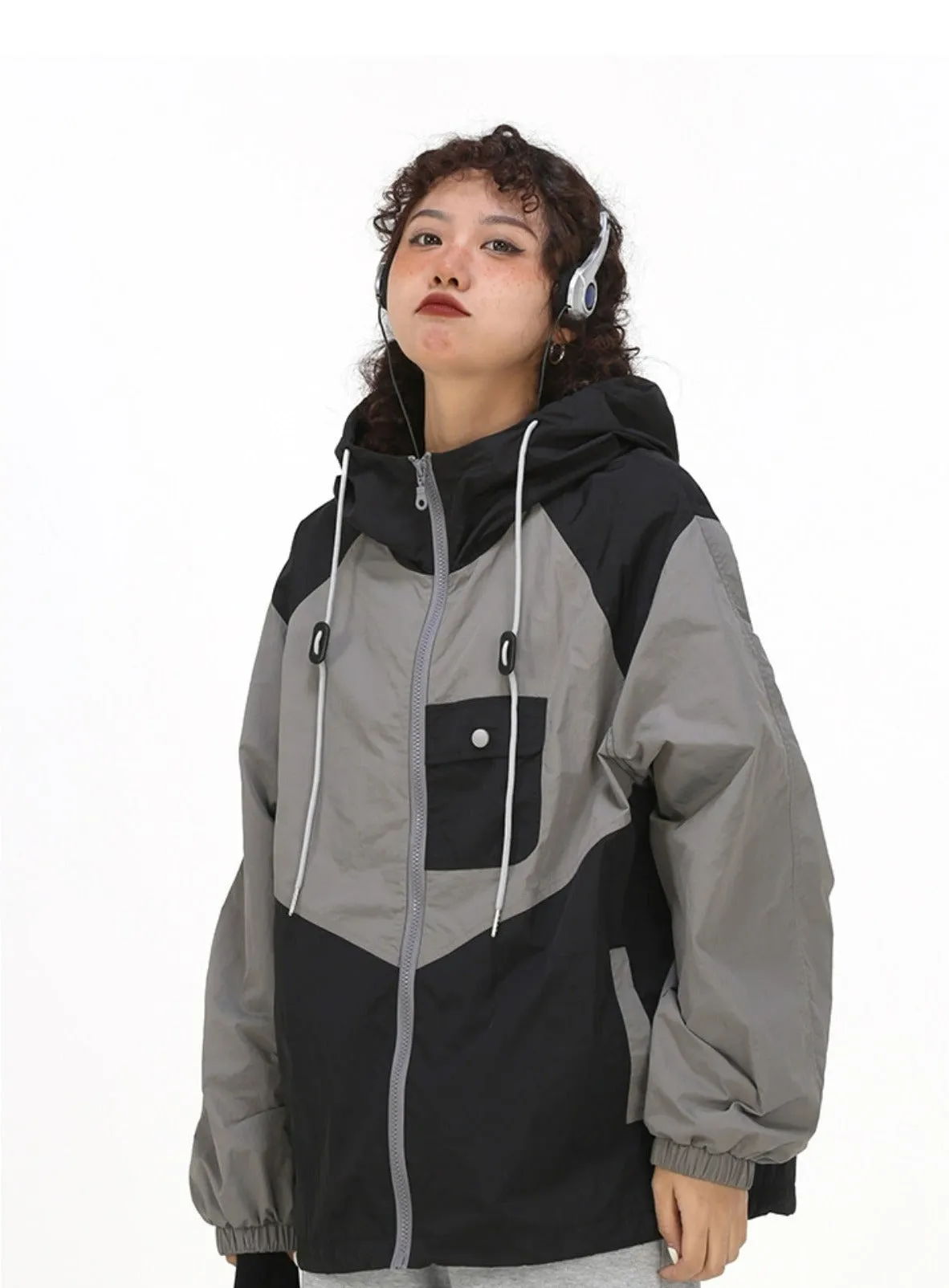 Color Block Hooded Windbreaker
